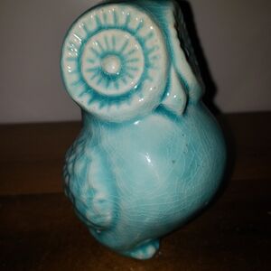 Ceramic Owl Figurine in Turquoise